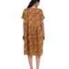 Alia Cut Full Buttoned Dress Below Knee length - Mustard Yellow Kantha prints 1