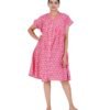 Alia Cut Full Buttoned Dress Below Knee length - Pink Kantha printed3