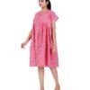 Alia Cut Full Buttoned Dress Below Knee length - Pink Kantha printed3