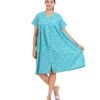 Alia Cut Full Buttoned Dress Below Knee length -Rama Green Kantha Printed