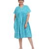 Alia Cut Full Buttoned Dress Below Knee length -Rama Green Kantha Printed