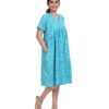 Alia Cut Full Buttoned Dress Below Knee length -Rama Green Kantha Printed