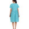 Alia Cut Full Buttoned Dress Below Knee length -Rama Green Kantha Printed