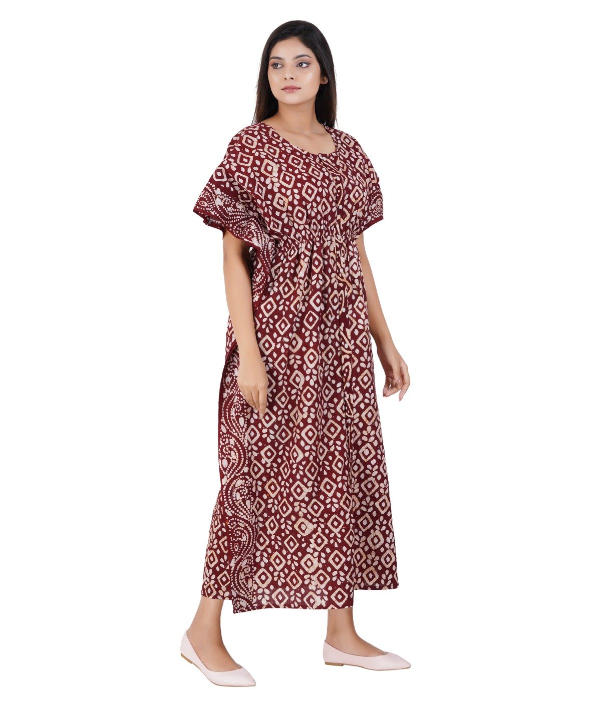 Full Open Kaftan Full Length- Choco Brown Batik