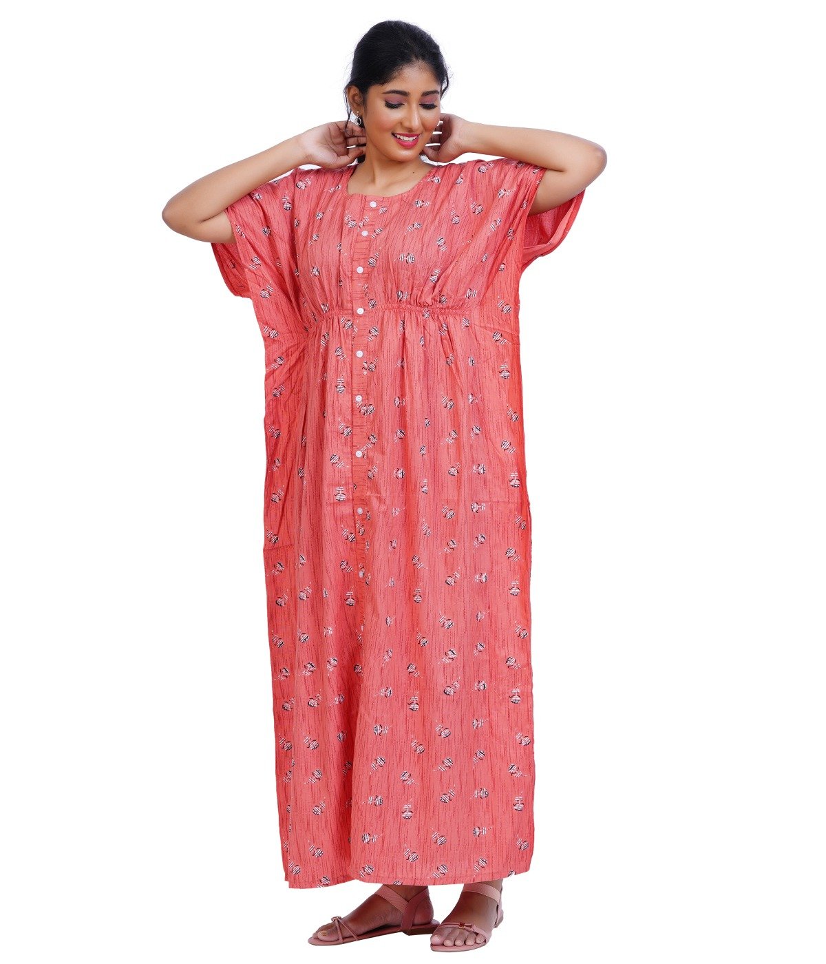 Full Open Kaftan Full Length- Clay