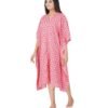 Full Open Kaftans Calf Length - Light Pink Kantha Prints