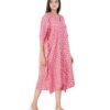 Full Open Kaftans Calf Length - Light Pink Kantha Prints