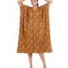 Full Open Kaftans Calf Length - Mustard Yellow Kantha Prints