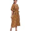 Full Open Kaftans Calf Length - Mustard Yellow Kantha Prints