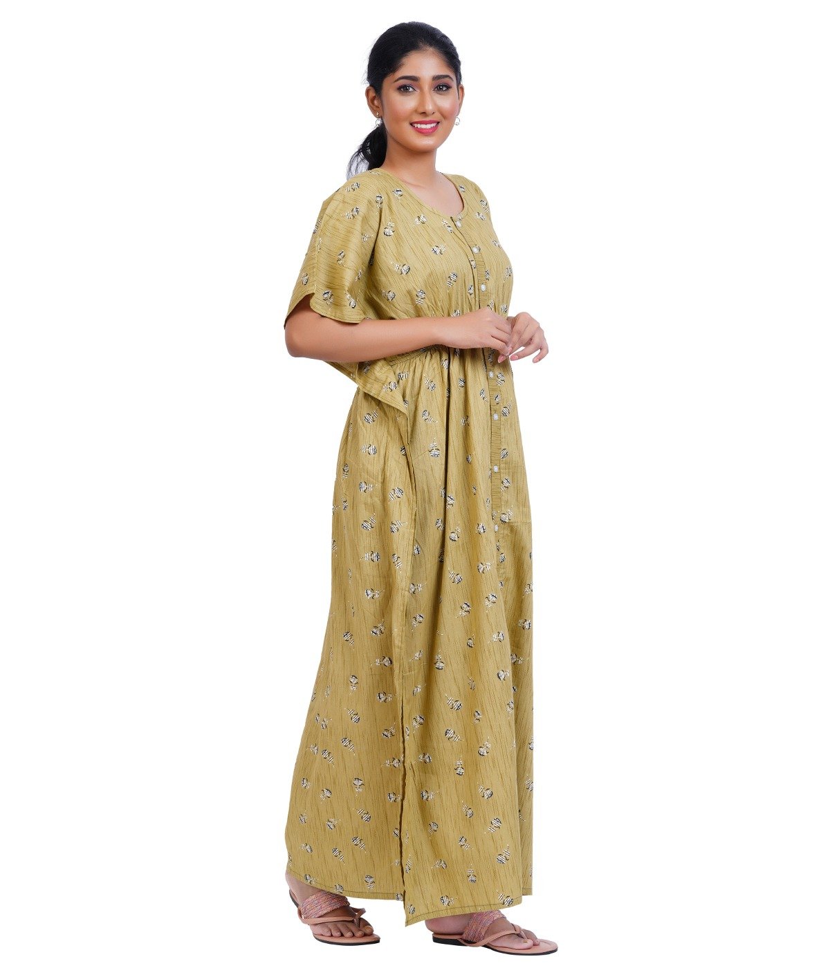 Full Open Kaftans Full Length -Olive