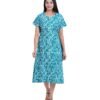 Full Open nighty Calf length - Green Batik