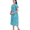 Full Open nighty Calf length - Green Batik