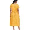 Full Open nighty Calf length - Mustard Cotton Printed