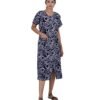 Full Open nighty Calf length - Navy Batik