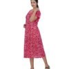 Full Open nighty Calf length - Pink Batik