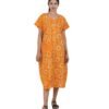 Full Open nighty Calf length - Yellow Batik