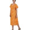 Full Open nighty Calf length - Yellow Batik