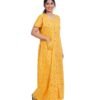 Full Open nighty Full length - Mustard Yellow Cotton Printed