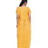 Full Open nighty Full length - Mustard Yellow Cotton Printed