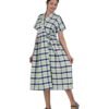 HouseCoat Calf Length -OLive White Checks