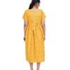 Zipless Cotton Maternity Nighty Calf Length - Mustard Printed