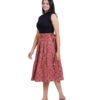 Wrap Around Pleated Skirts - Red Ajrak