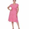 Wrap Dress Below Knee -Light Pink Kantha printed