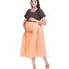 Zipless Cotton Maternity Dress Calf Length - Choco & Skin Kantha Stitch