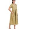 Zipless Cotton Maternity Nighty Calf Length - Olive Printed