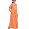 Zipless Cotton Maternity Nighty Full Length - Light Orange Printed