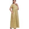 Zipless Cotton Maternity Nighty Full Length - Olive Printed